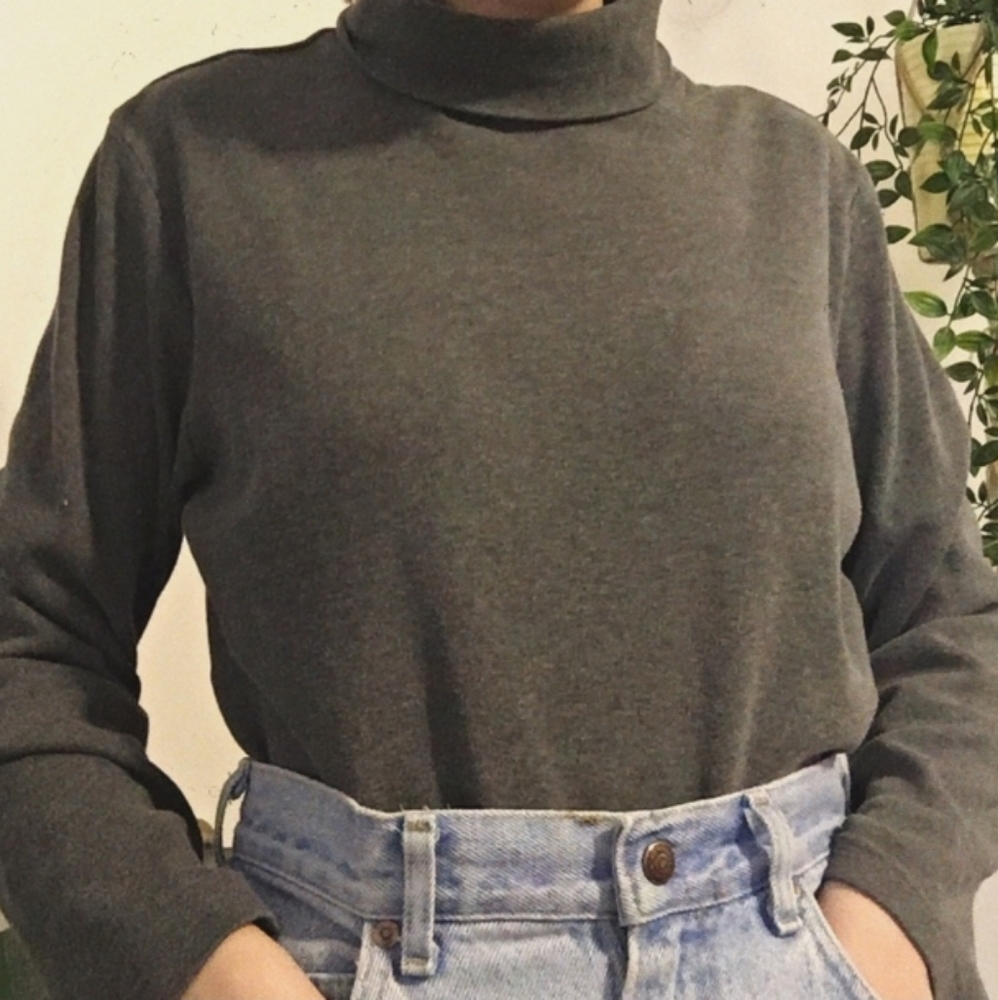 grey turtleneck sweater